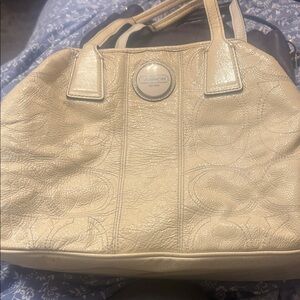 Coach Beige Leather Shoulder Bag
